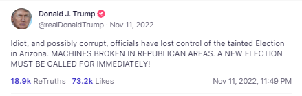 MACHINES BROKEN -- Trump on Truth Social