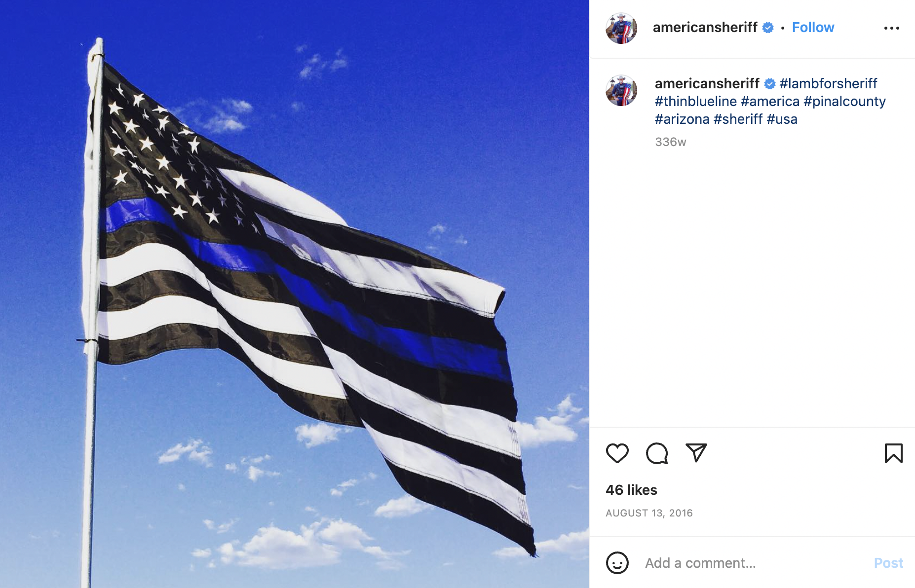 Mark Lamb Thin Blue Line flag waving