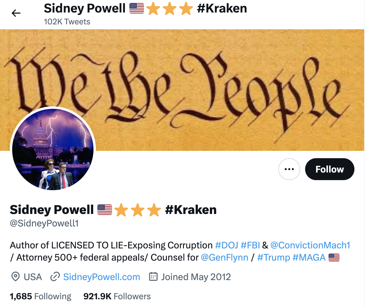 Sidney Powell account is back on Twitter