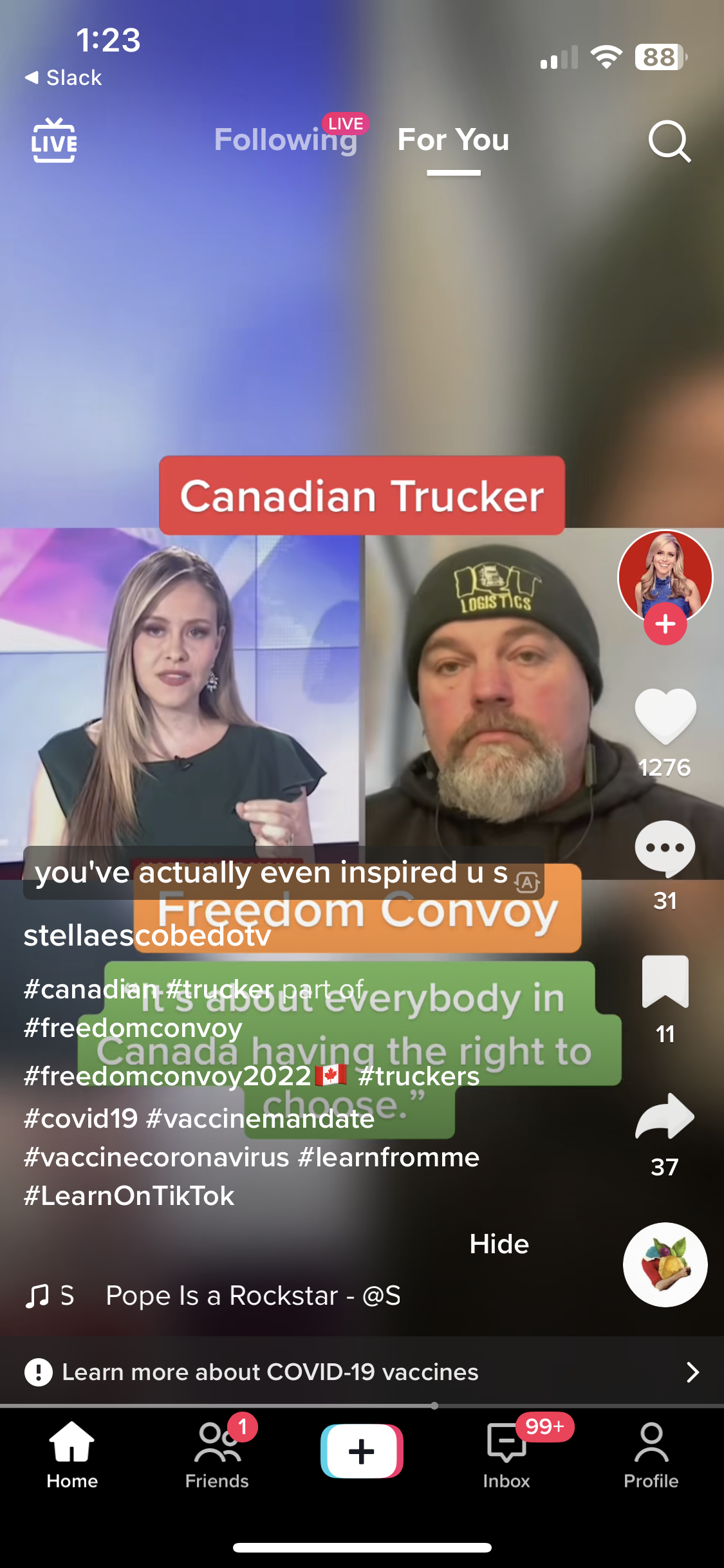 Interview with member of the Trucker Convoy, hashtags #learnfromMe and #LearnonTiktok
