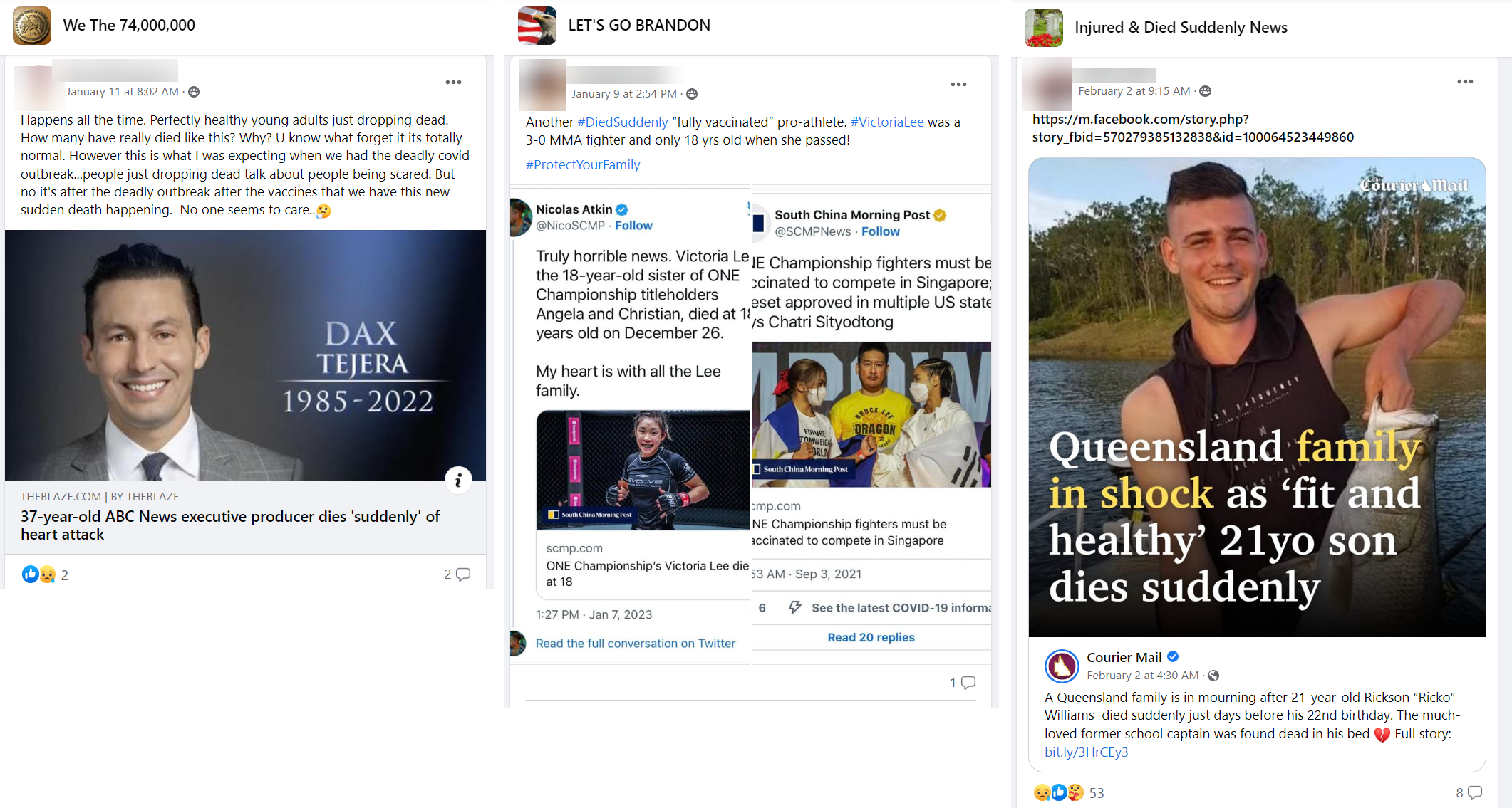 Anti-vax Facebook Groups Post healthy and physically fit