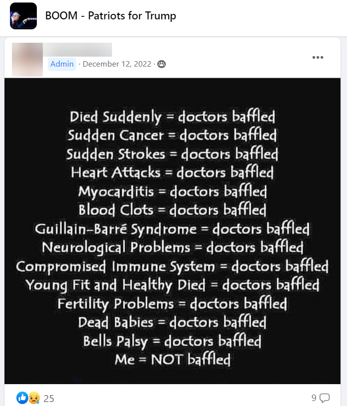Anti-vax Facebook Groups Post range of illnesses