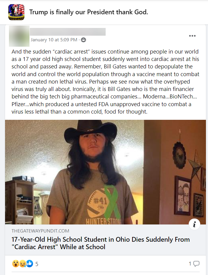 Anti-vax Facebook Groups Post "depopulate the world"