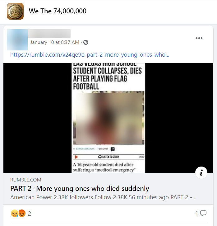Anti-vax Facebook Groups Post Rumble video 1