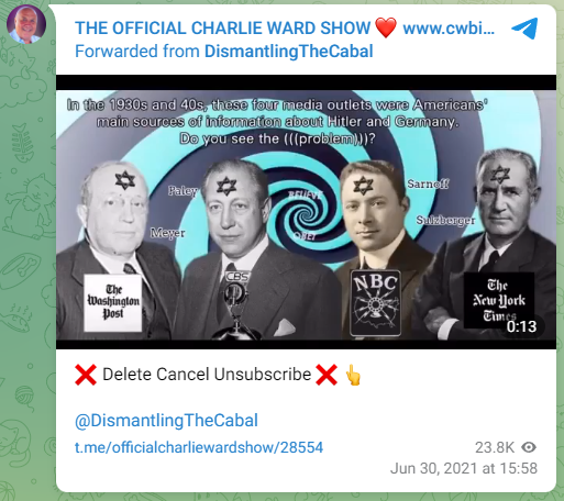 Charlie Ward antisemitic image share