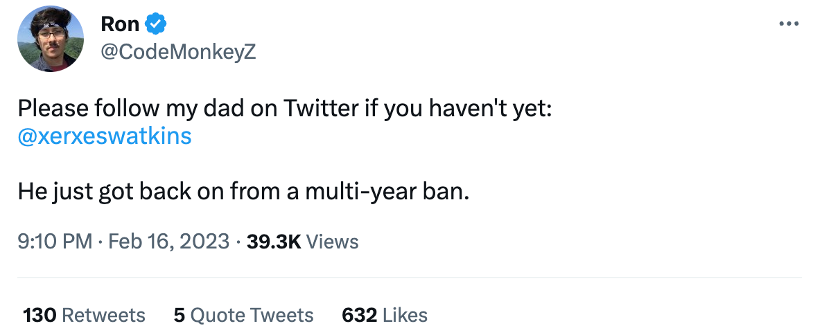 Ron Watkins telling people to follow Jim