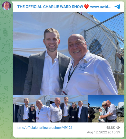 Eric Trump and Charlie Ward in August