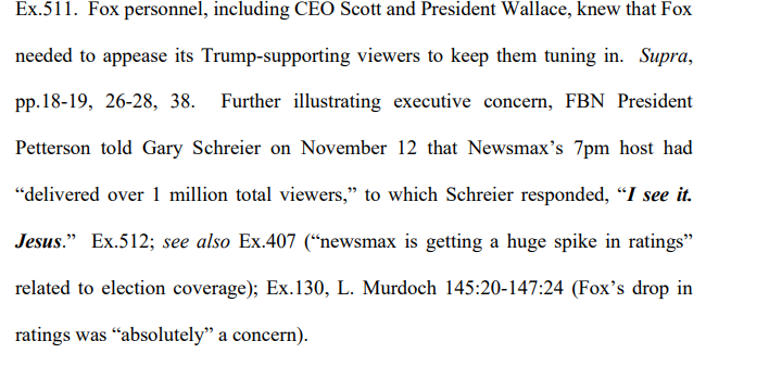 Pg. 154 Screenshot Fox Dominion Lawsuit Filing Discussion on Newsmax