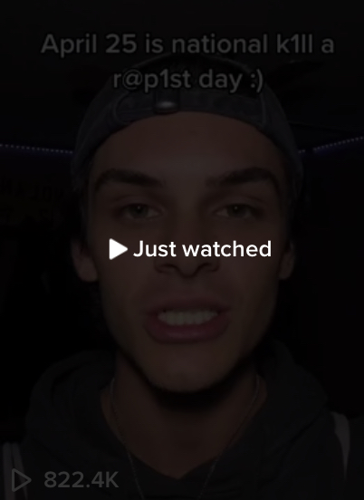 822k views on video threatening to kill rapists on April 25 