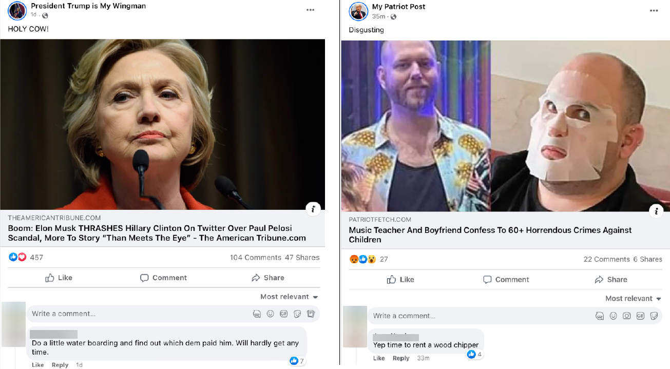 making web posts inciting violence