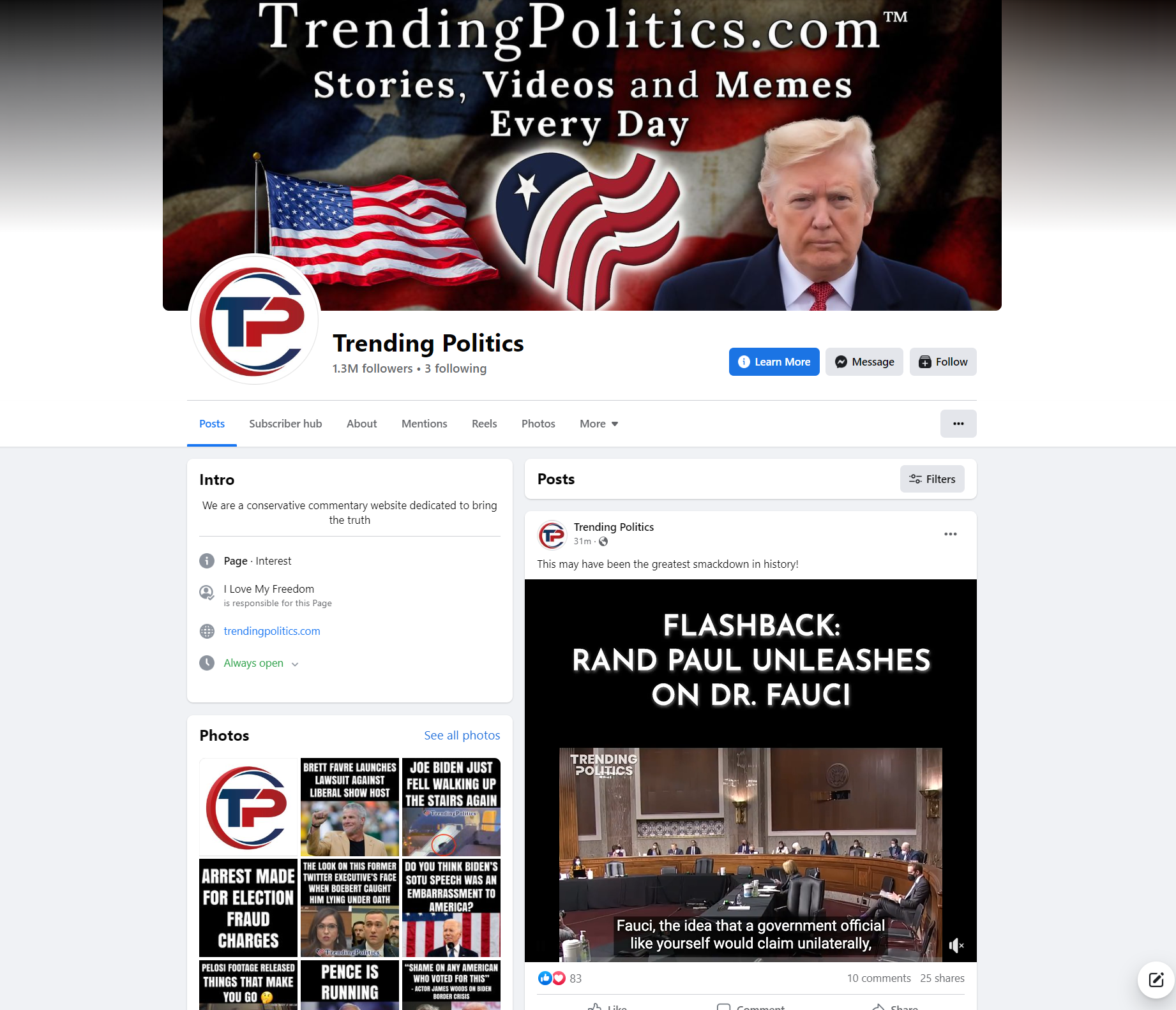 Trending Politics Facebook page