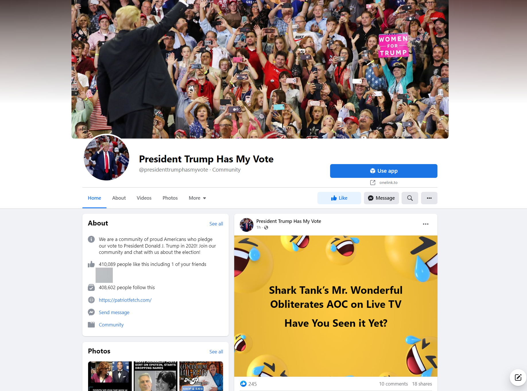 President Trump Has my Vote Facebook Page