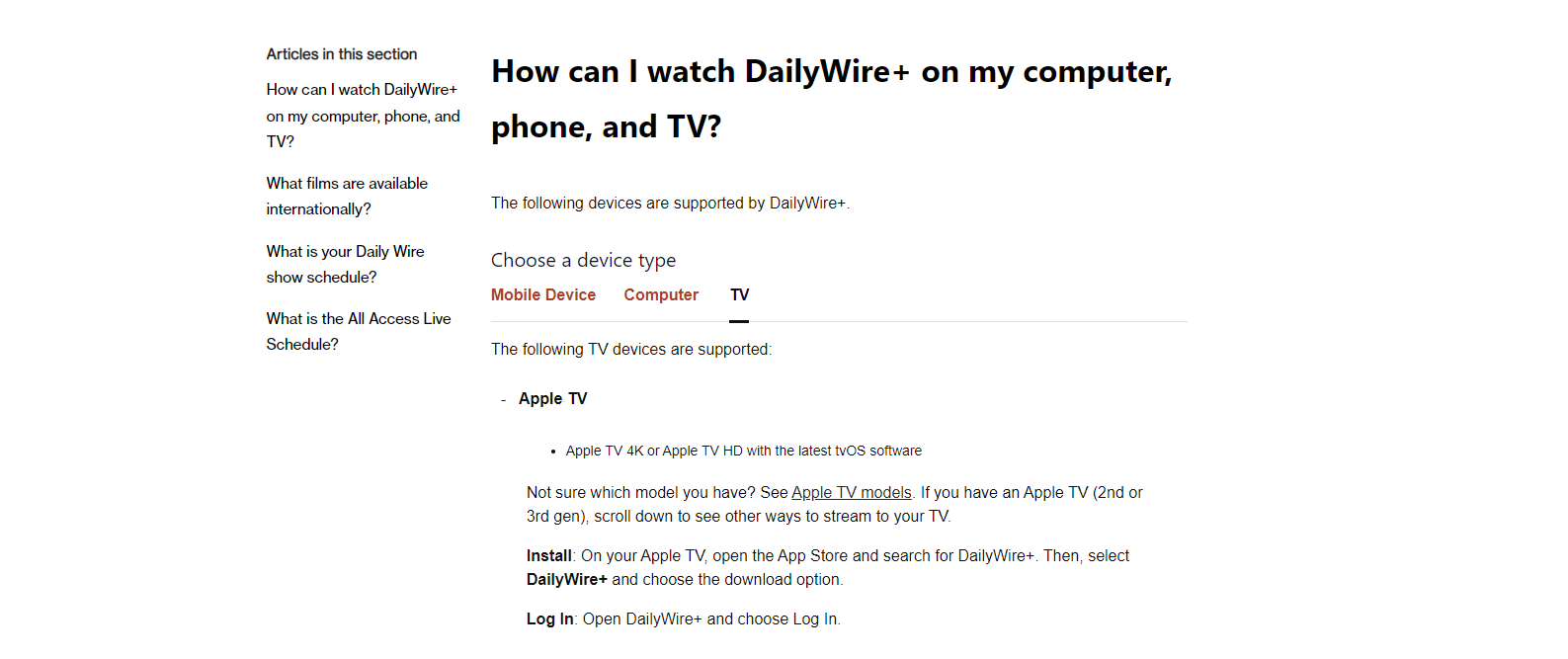 Daily Wire Apple TV