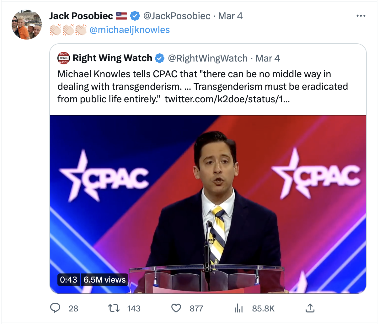 Jack Posobiec defense of Michael Knowles CPAC