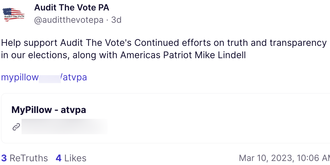 Audit The Vote PA MyPillow code
