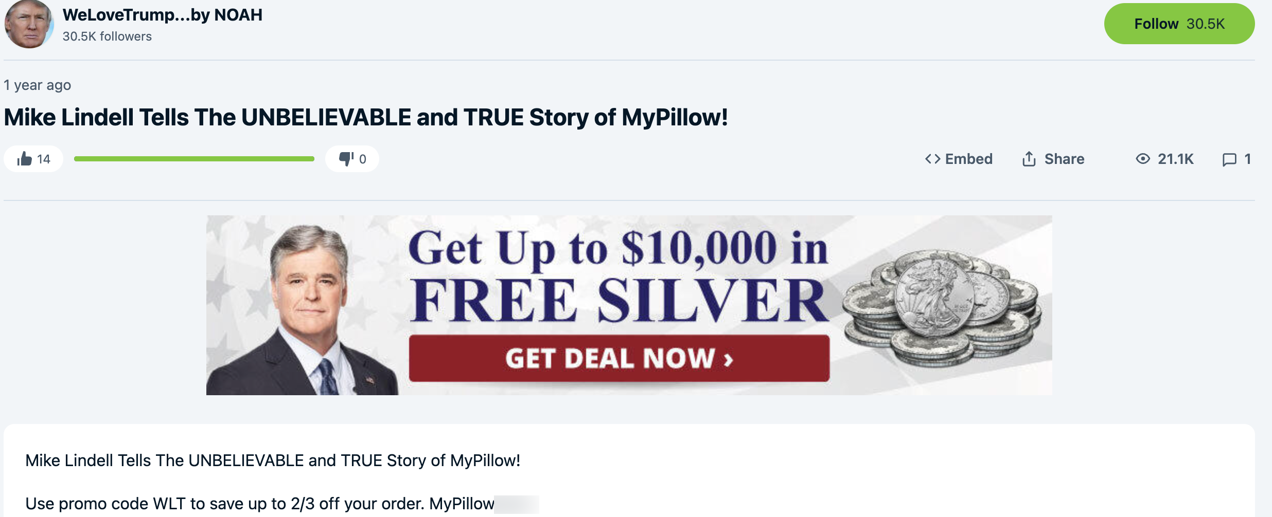 WeLoveTrump MyPillow code