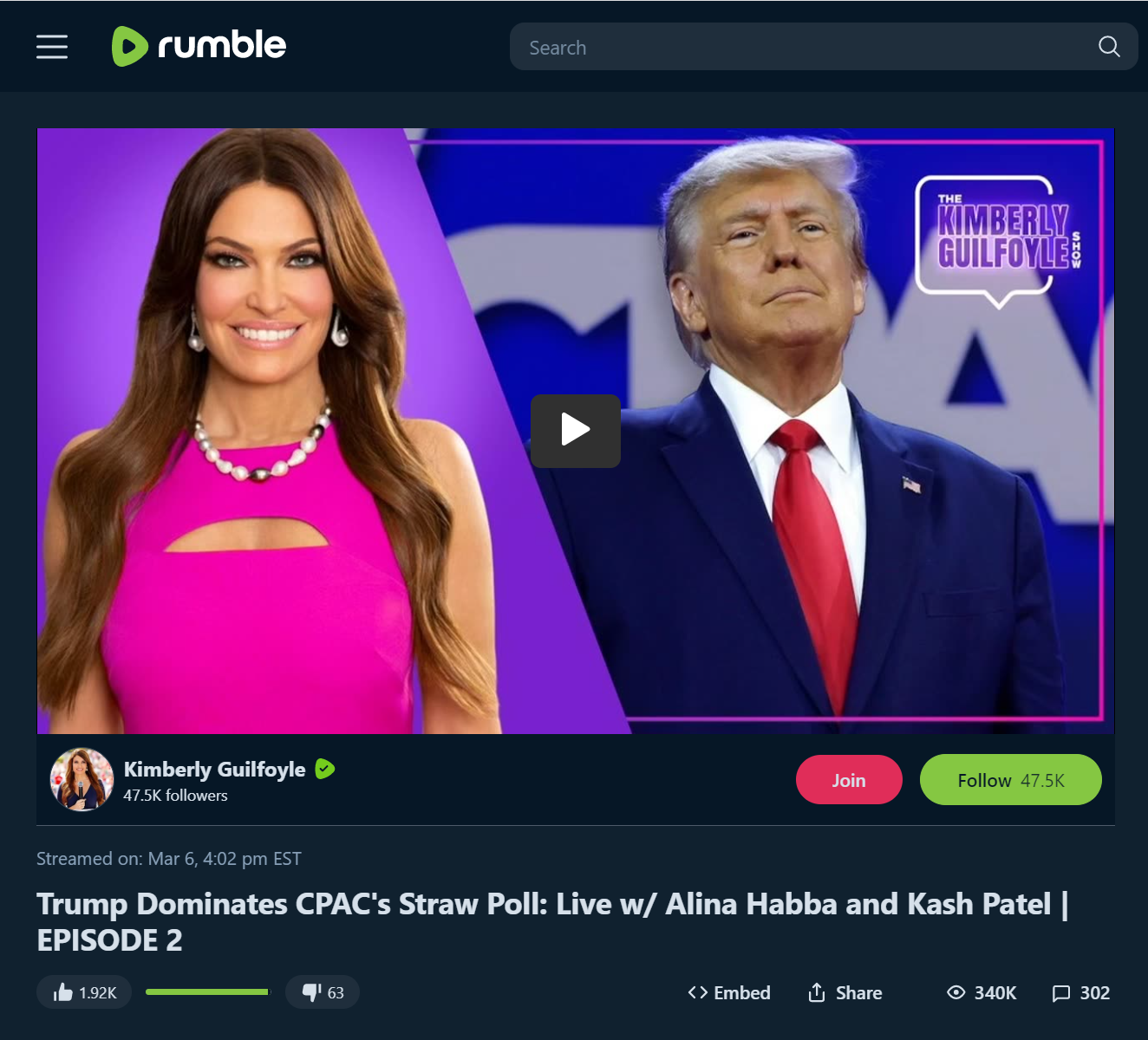 Guilfoyle Rumble video feat Kash Patel