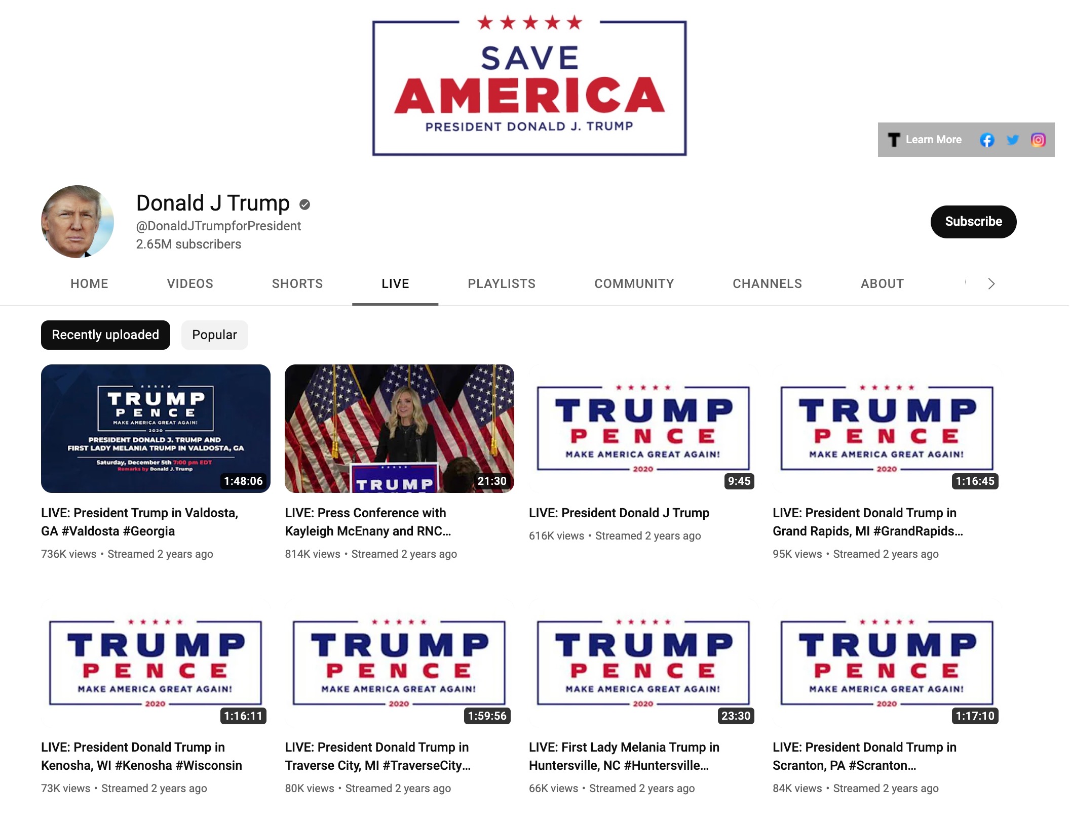 image of youtube account