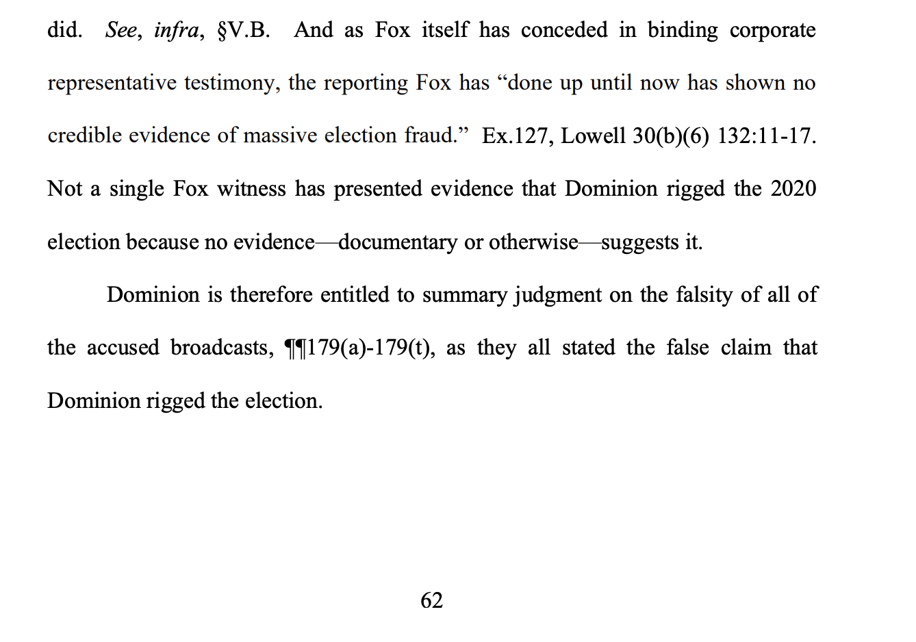 Tom Lowell admits no evidence of Dominion vote switching  3