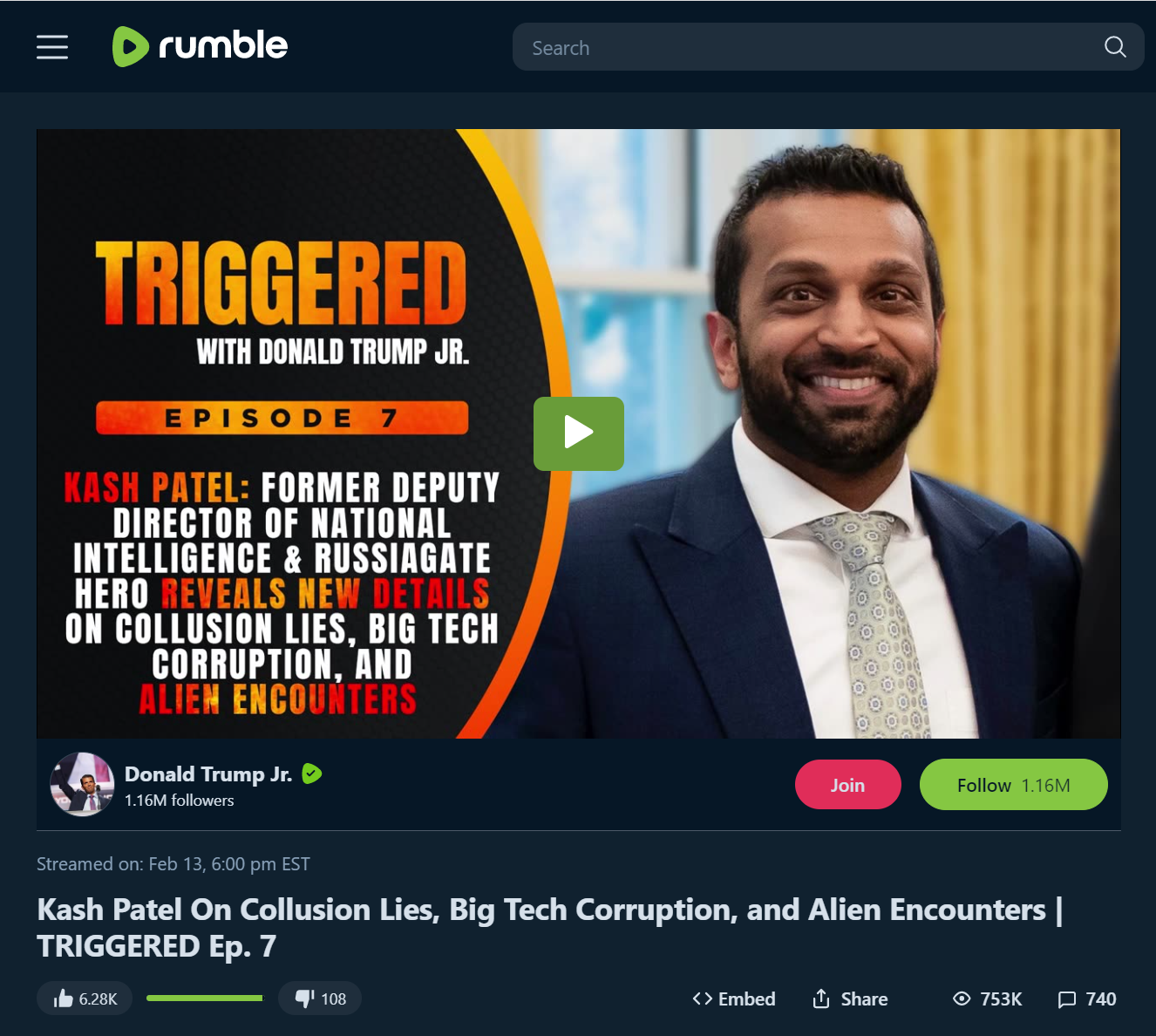 Don Jr Kash Patel Rumble Video