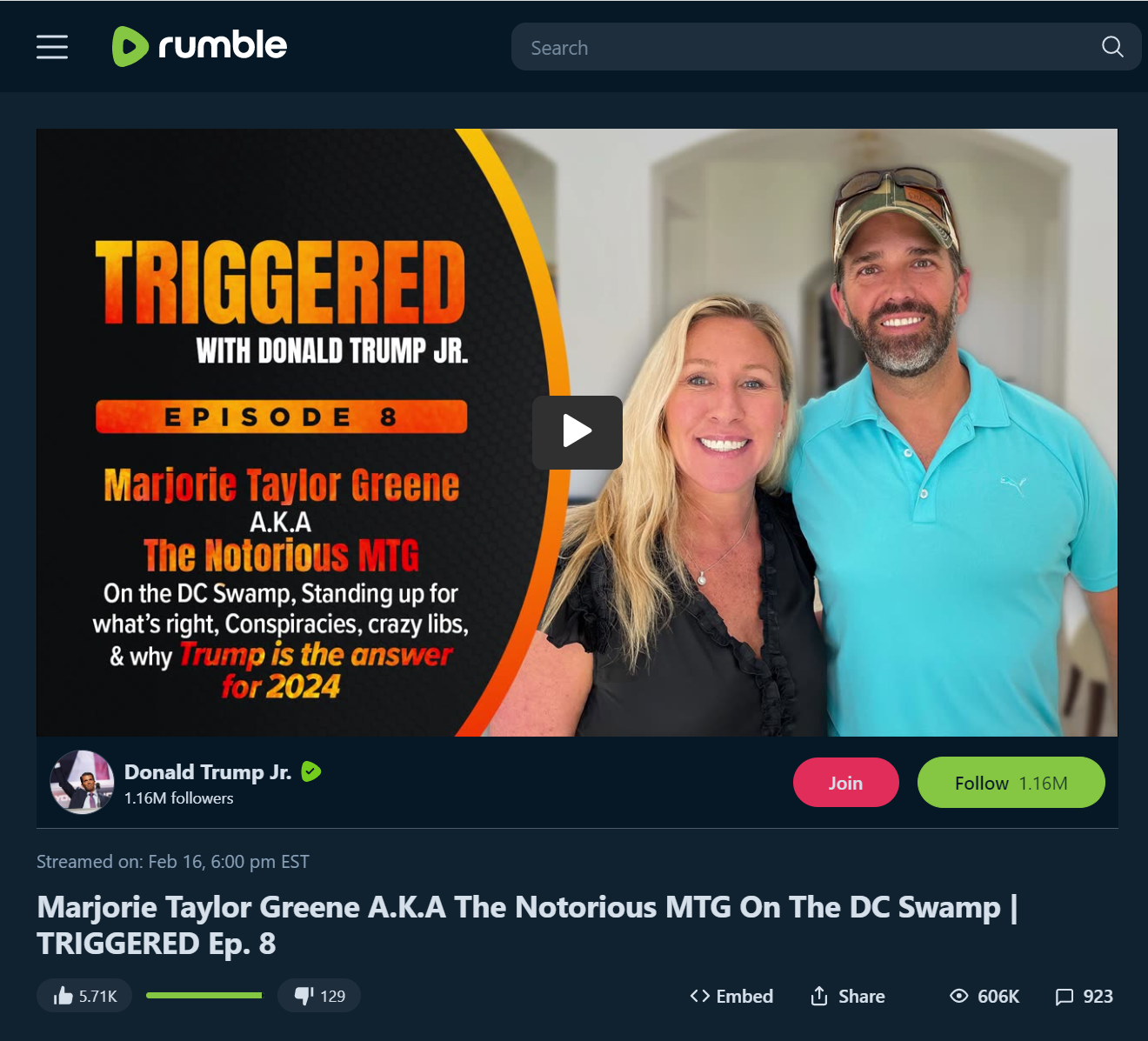 Don Jr MGT Rumble Video