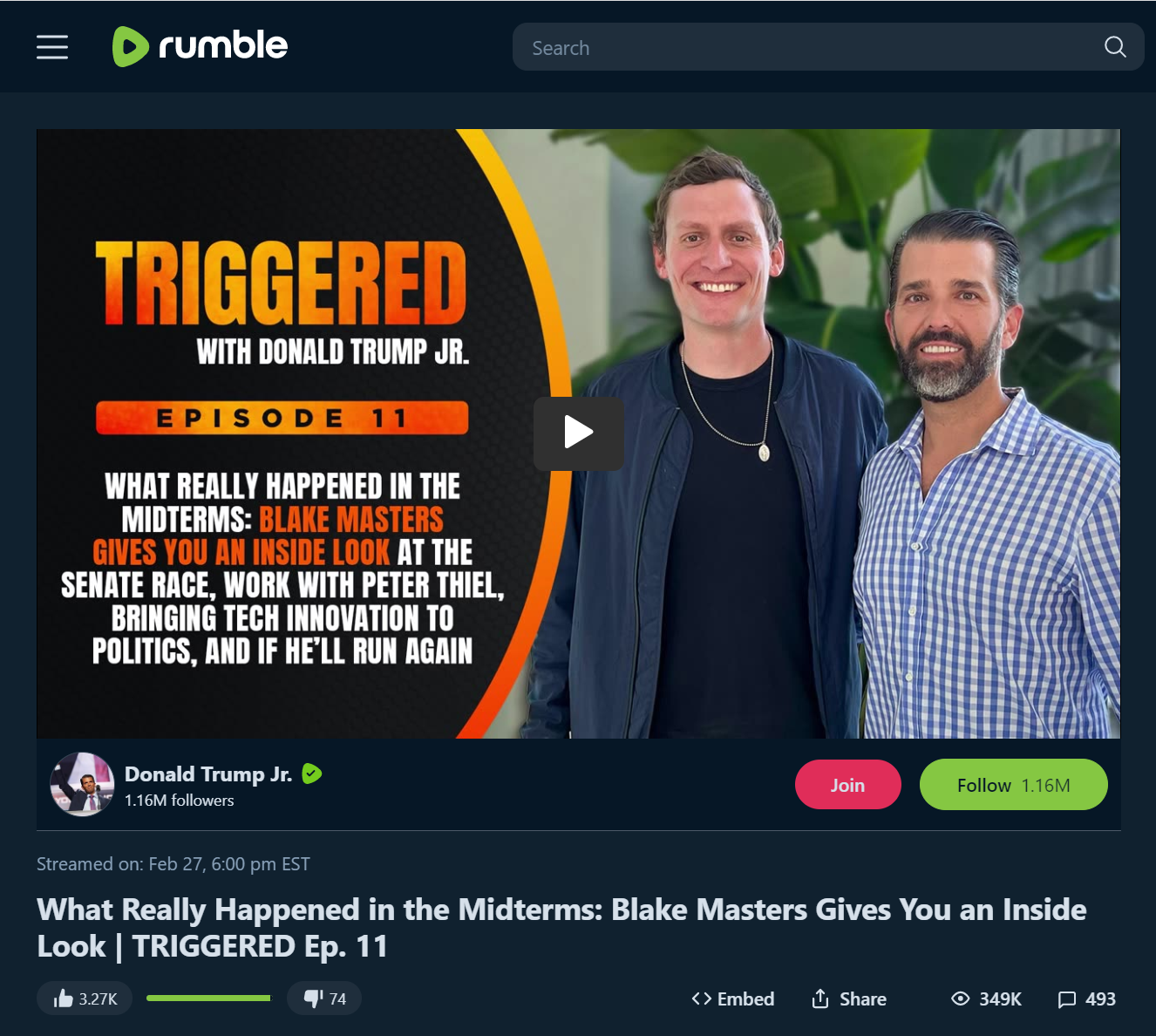 Don Jr Blake Masters Rumble video