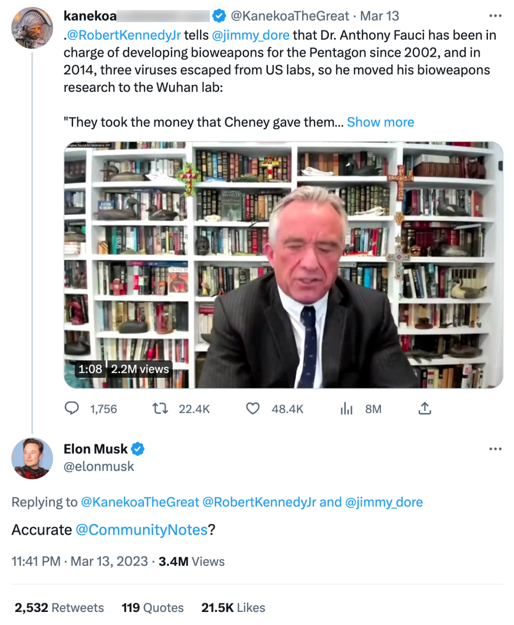Kanekoa Musk community notes tweet3