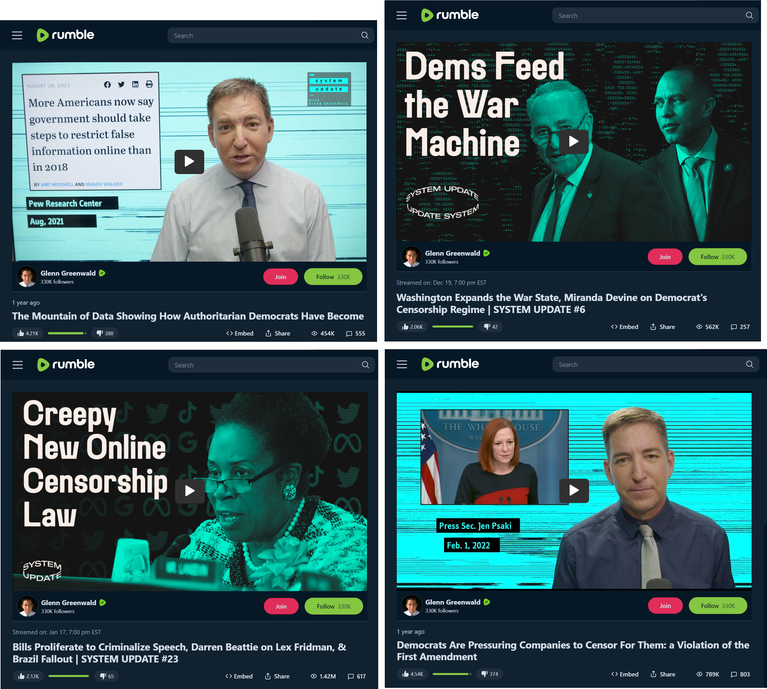 Greenwald Rumble Collage