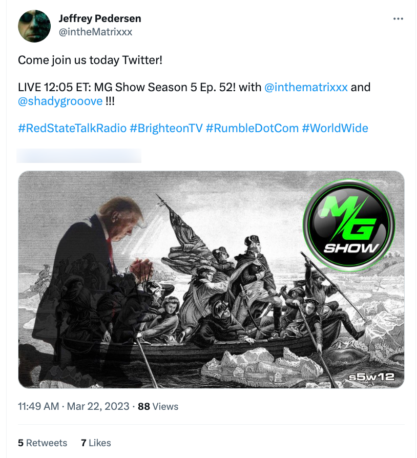 Pedersen promoting  QAnon show