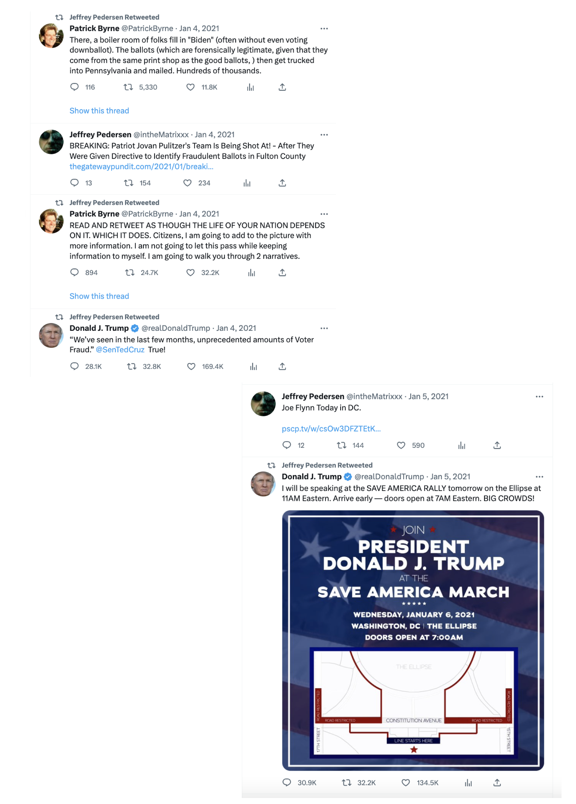 Pedersen retweeting election misinfo