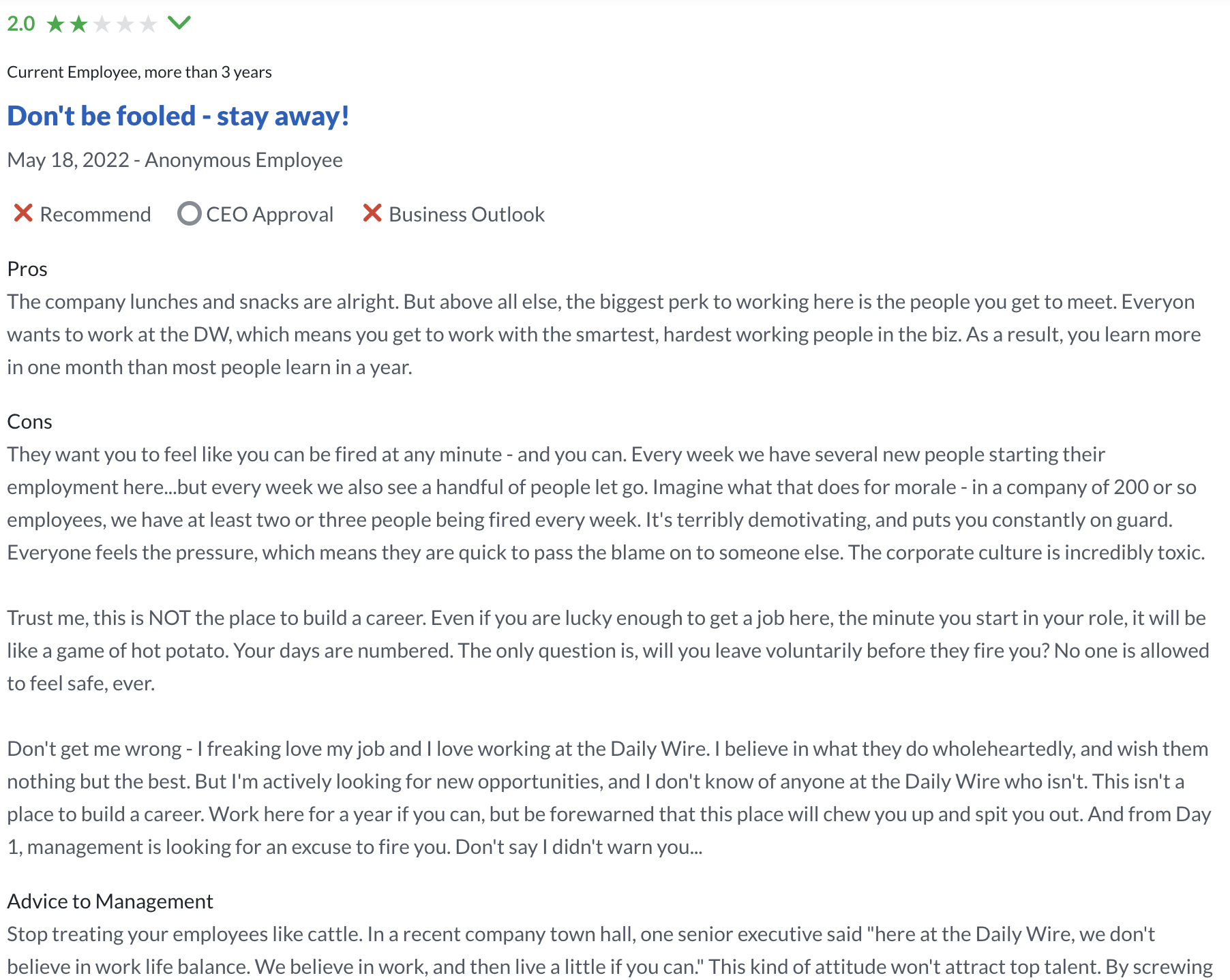 They want you to feel like you can be fired at any minute