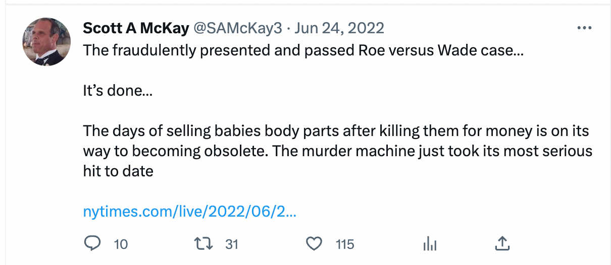 Scott McKay celebrating overturning of Roe v. Wade