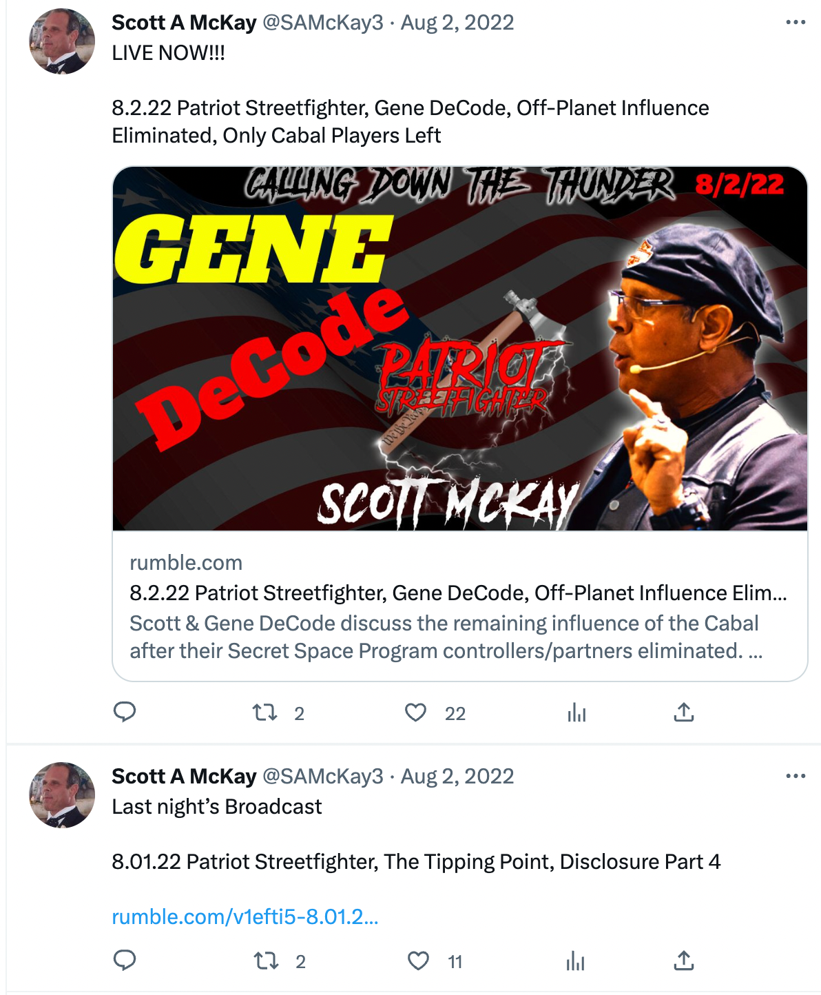 Scott McKay promoting QAnon Show