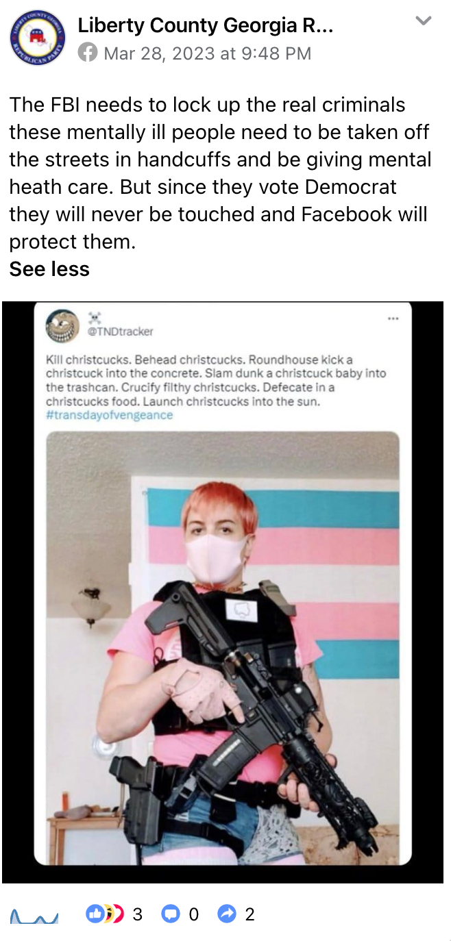 Liberty County, Georgia, Republican Party Facebook post