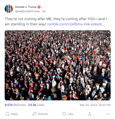 Trump Truth Social posts from ads saying i'm in their way