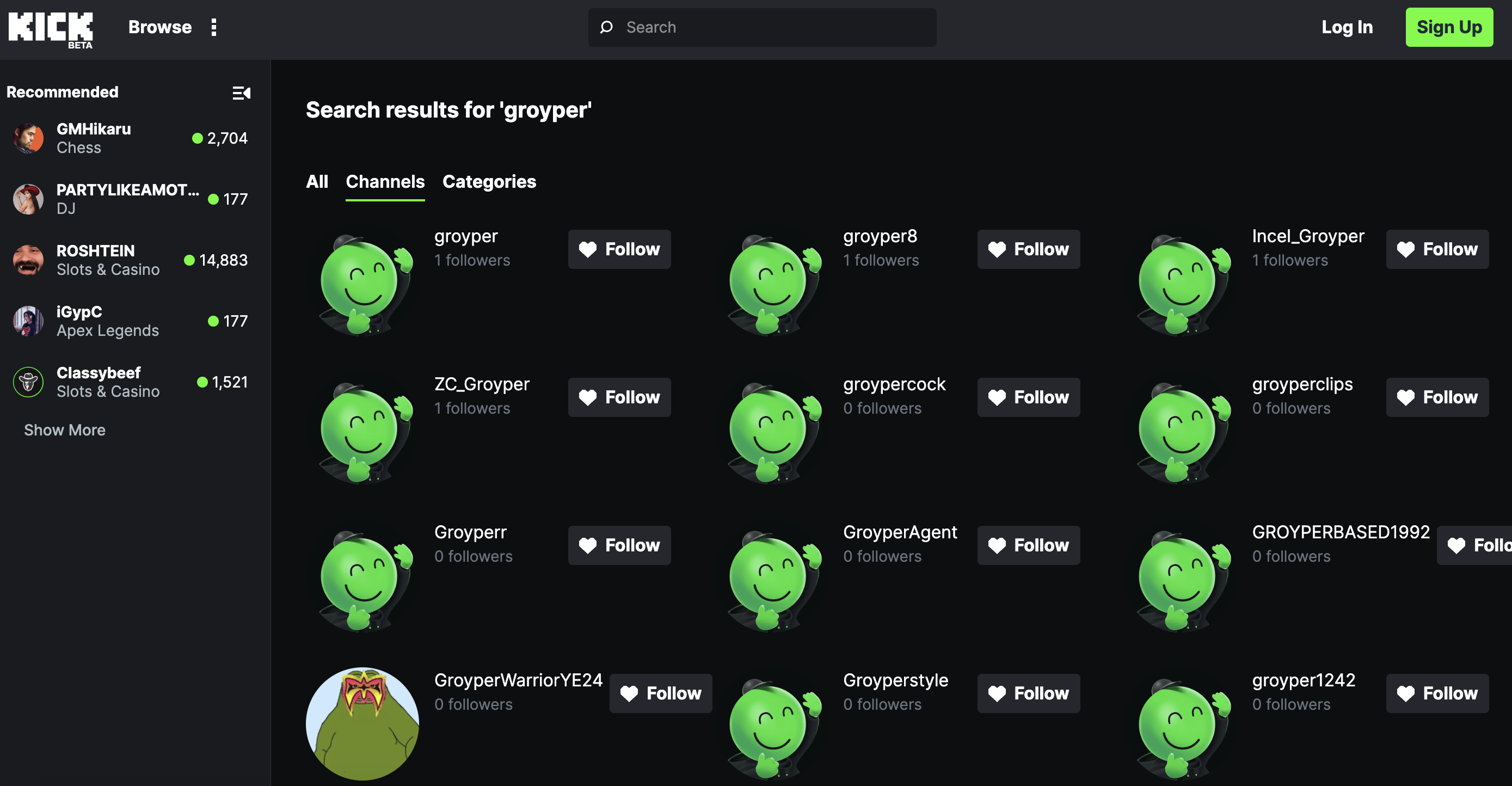 Groypers on Kick