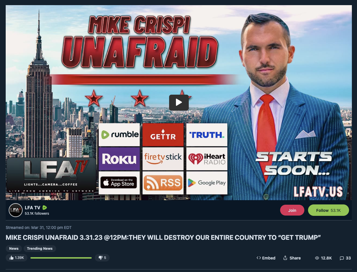 LFA TV Trump indictment video