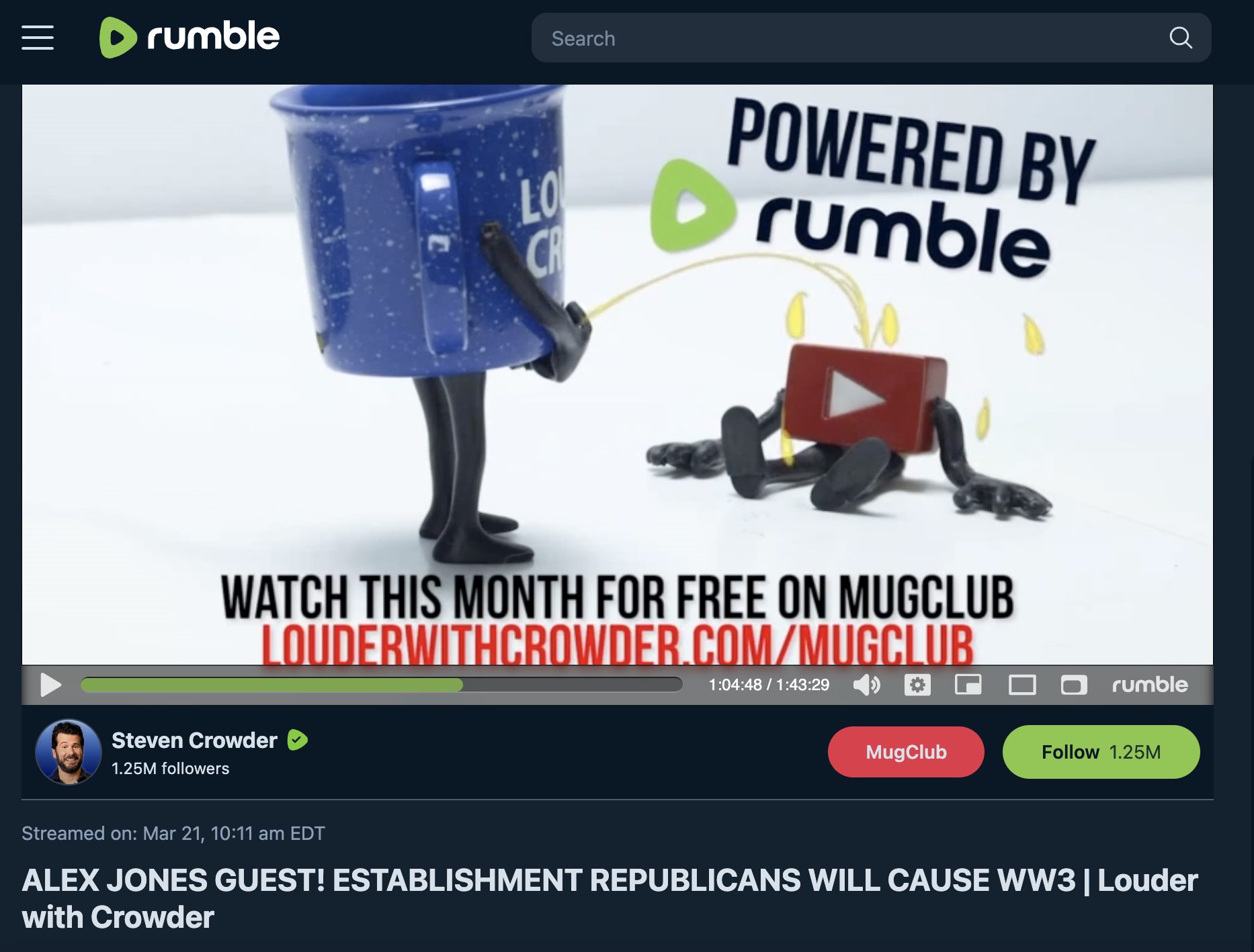 Crowder rumble > youtube graphic