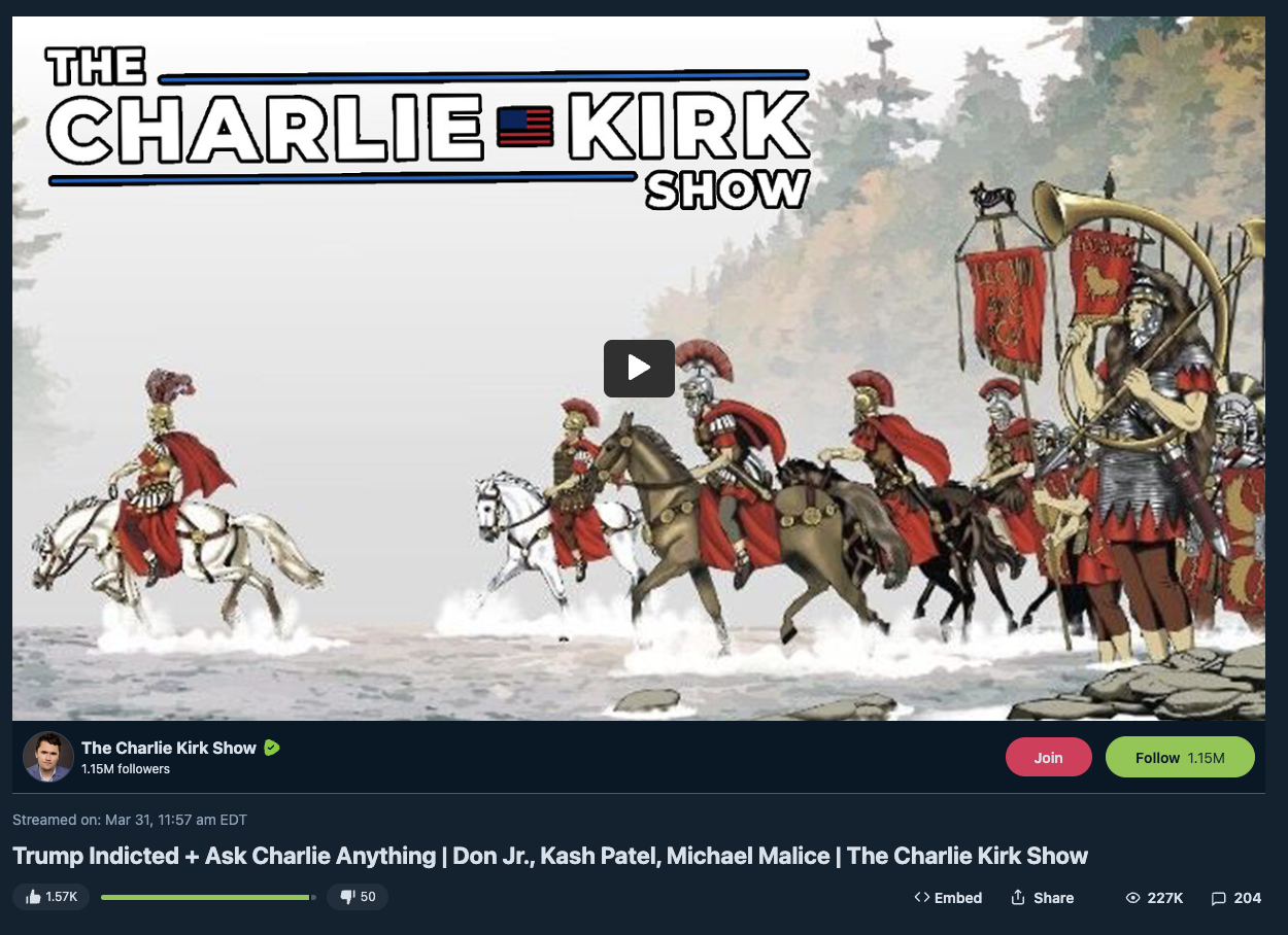 Kirk Trump indictment video 2