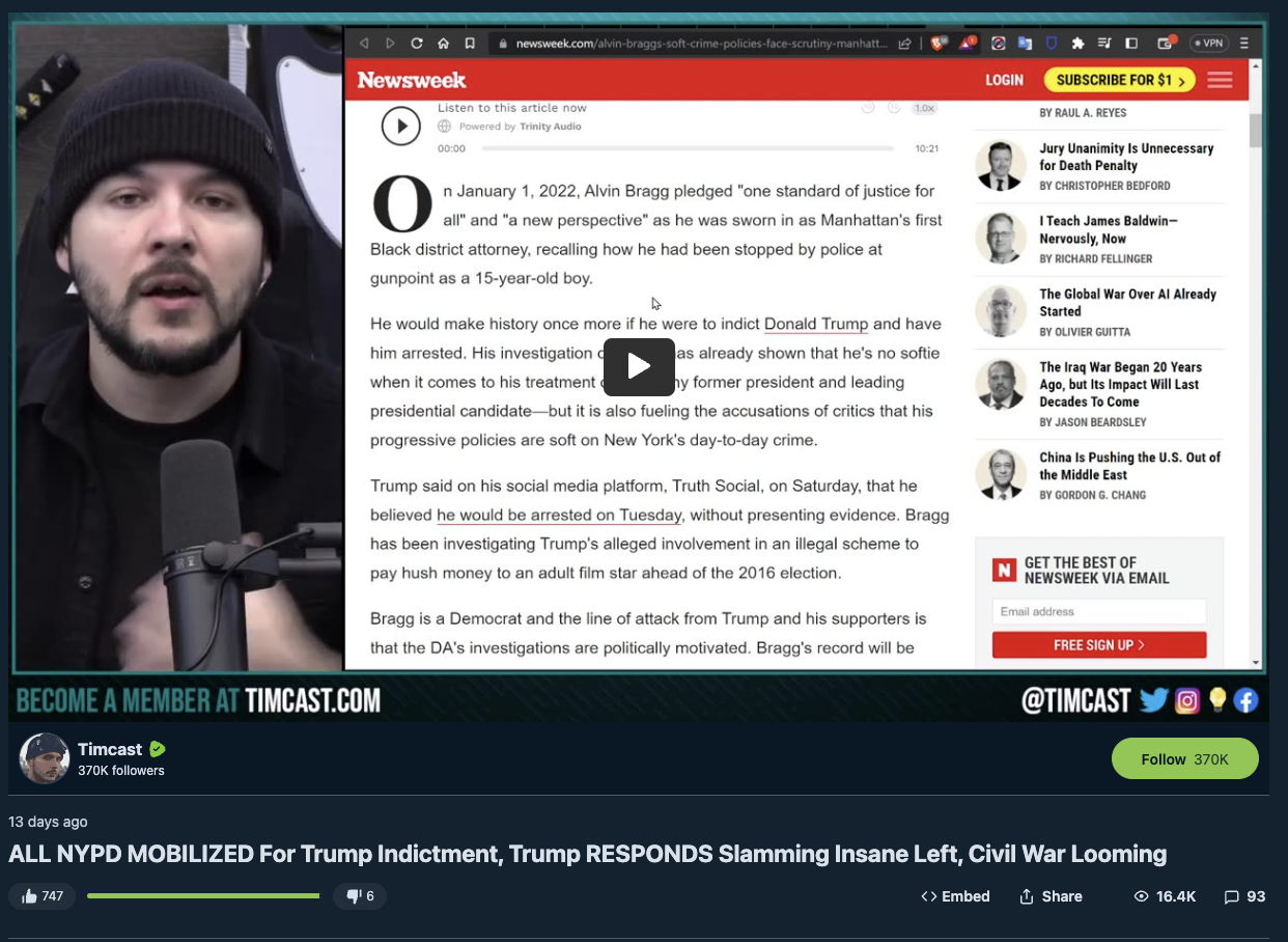 Tim Pool trump indictment video