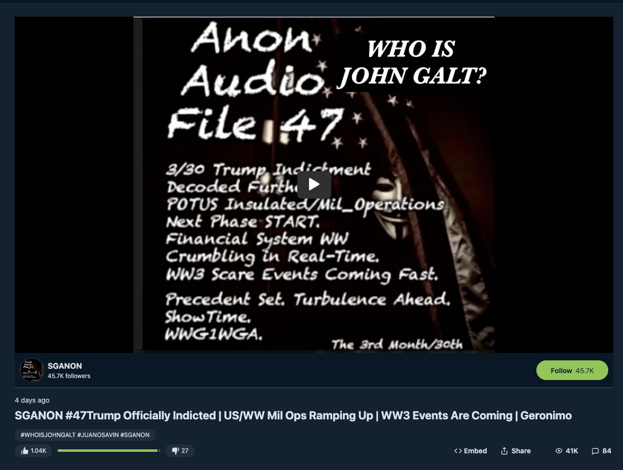 SGANON trump indictment rumble video