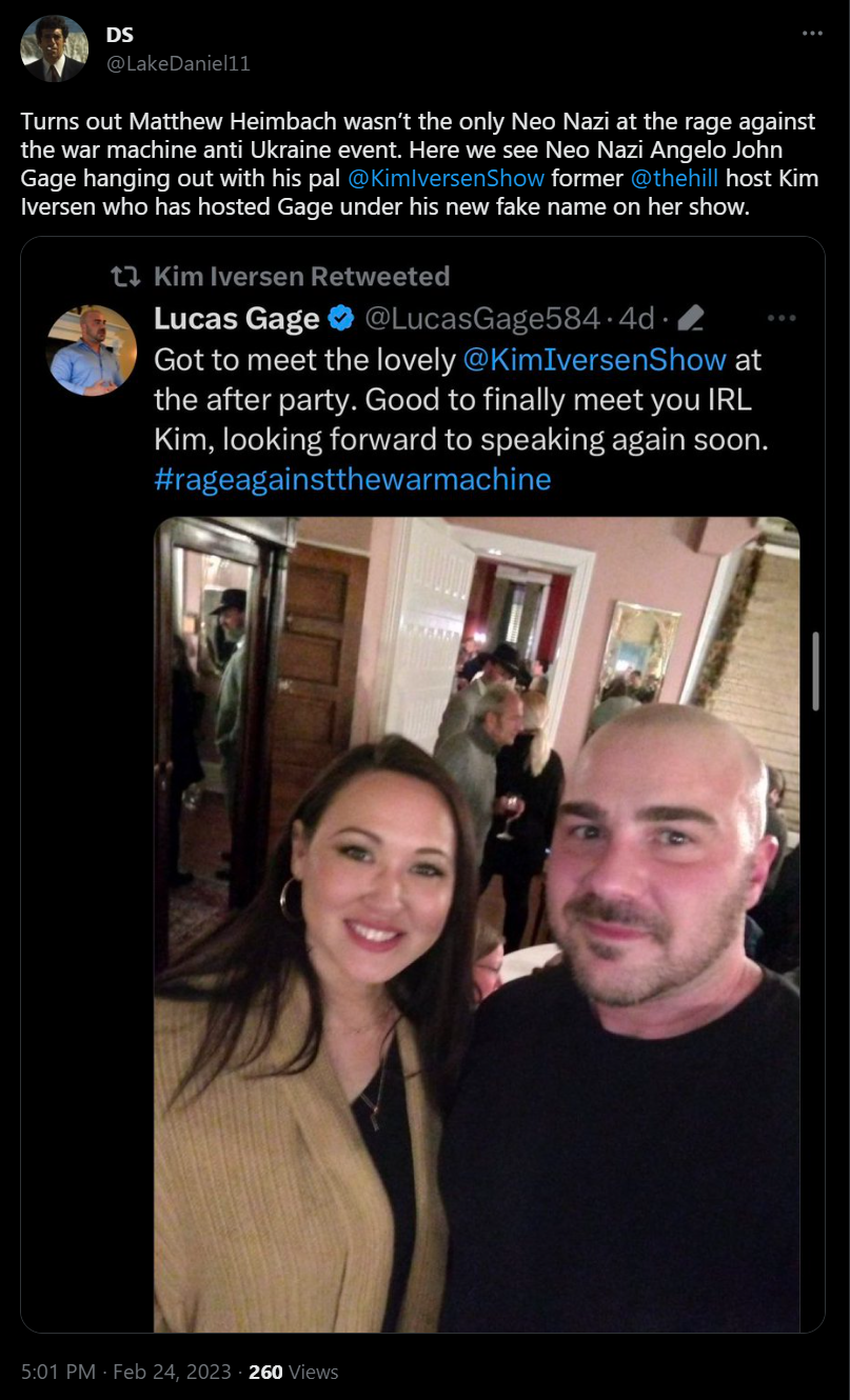 Tweet of Kim Iversen with Lucas Gage