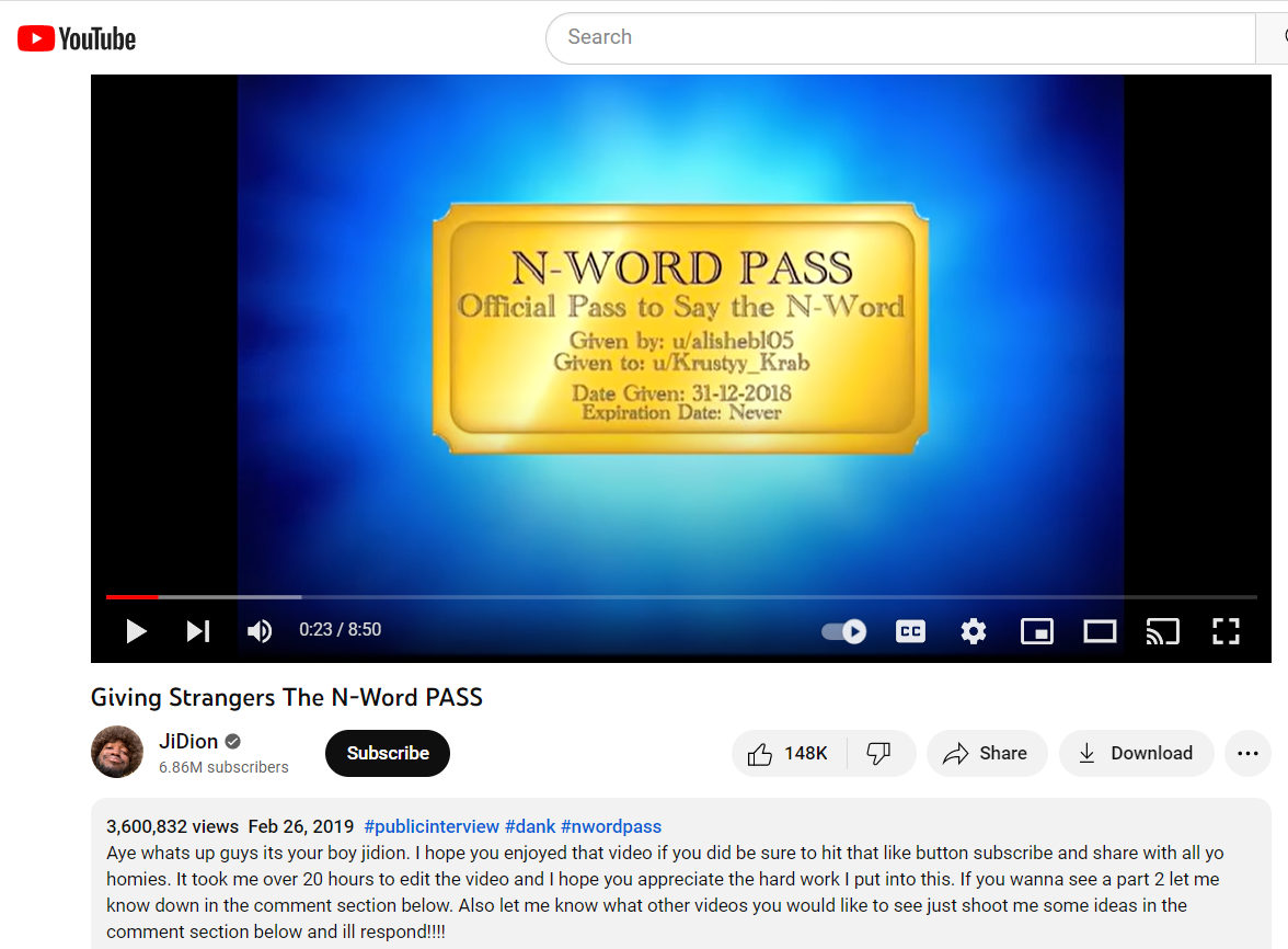 JiDion Giving Strangers The N-Word PASS