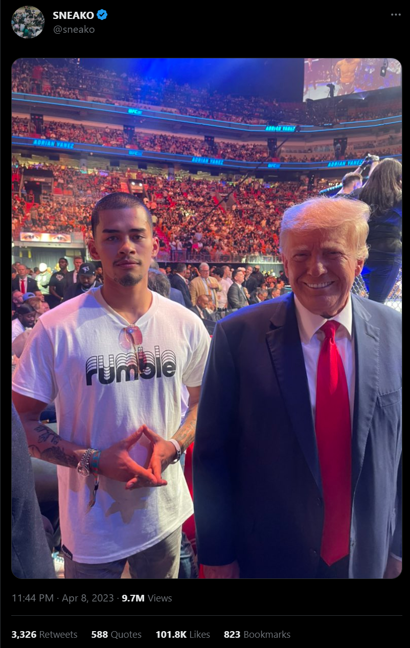Sneako and Trump at UFC event in Miami