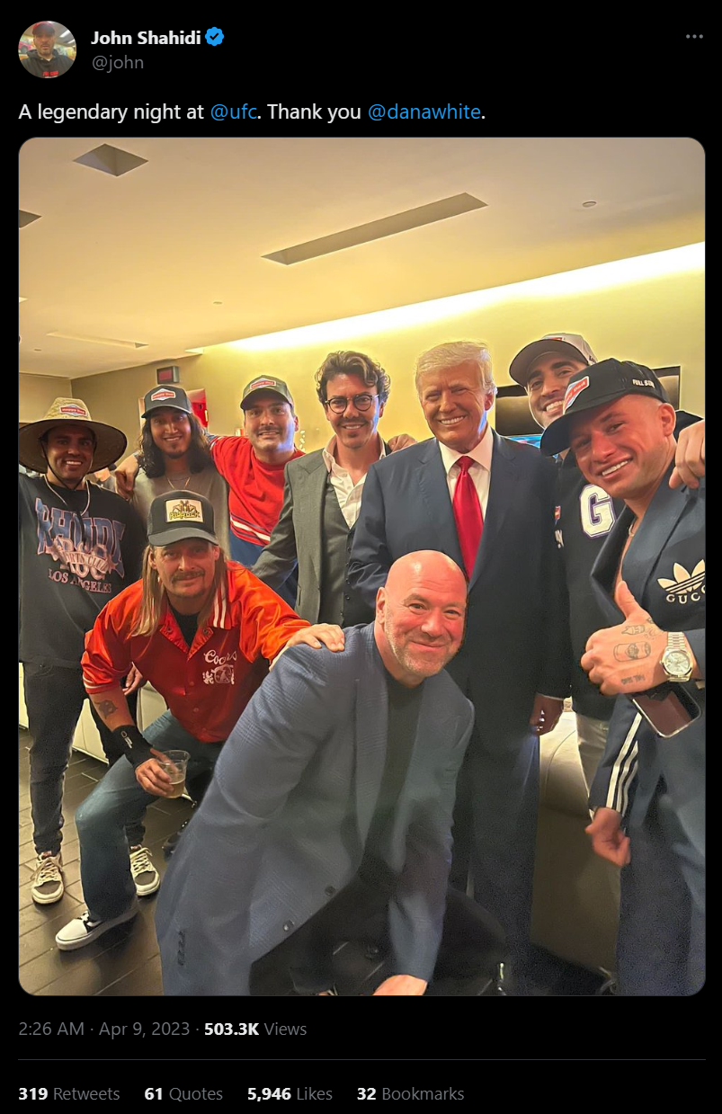 stevewilldoit meets Trump at UFC event in Miami