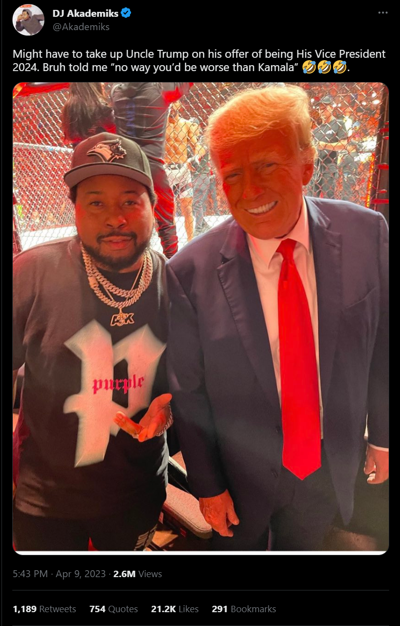 Akademiks with Trump at UFC fight in Miami