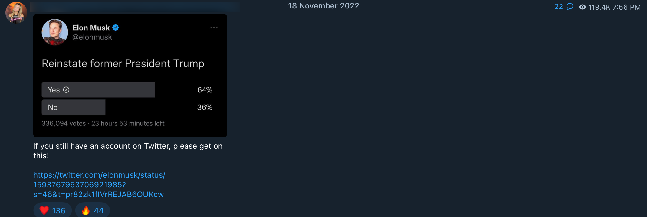 Musk poll QAnon influencer post1