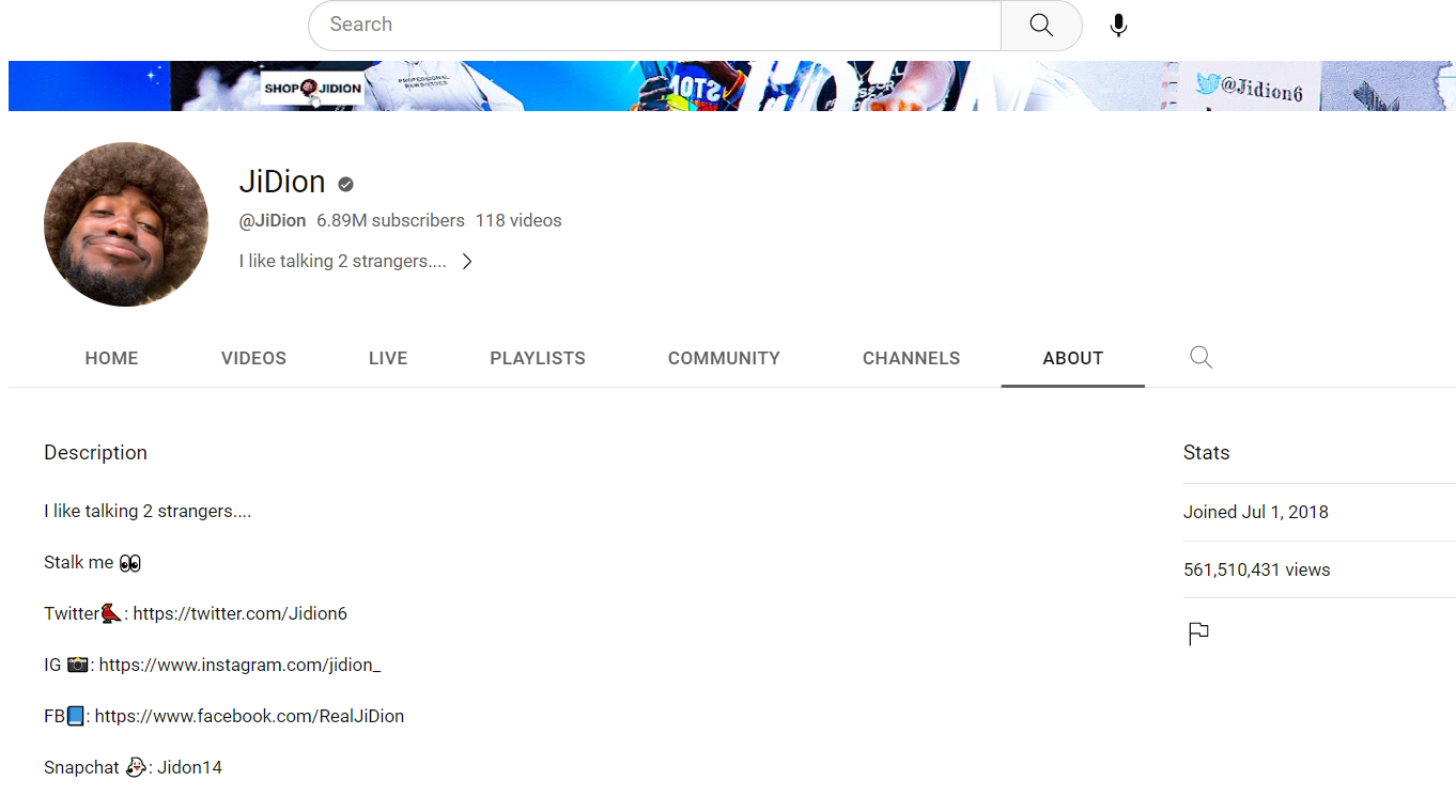JiDion YouTube channel 4/23