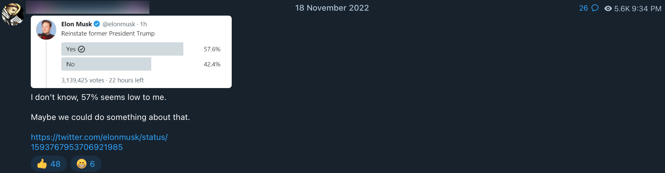 Musk poll QAnon influencer post9