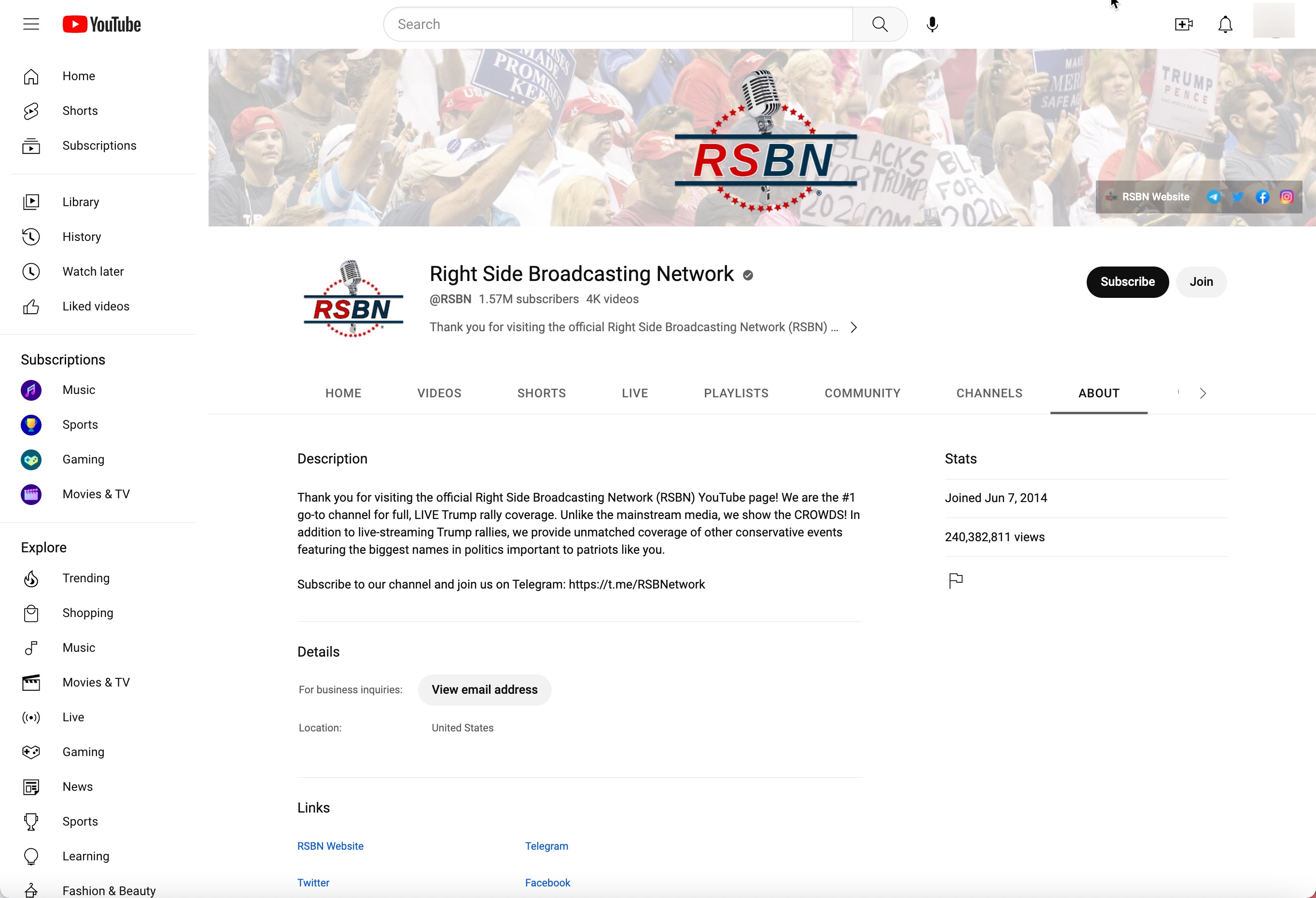 image of youtube channel